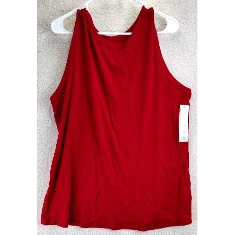 A New Day Women's Red Ribbed Racerback Tank Top Size 3X - Picture 3 of 14